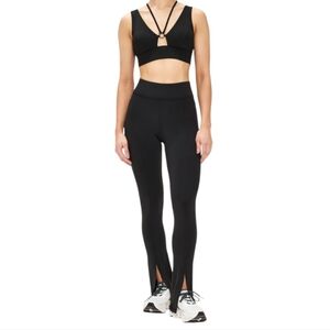 MICHI Black High Rise Slit Hem Leggings‎ S Athleisure Lounge Wear